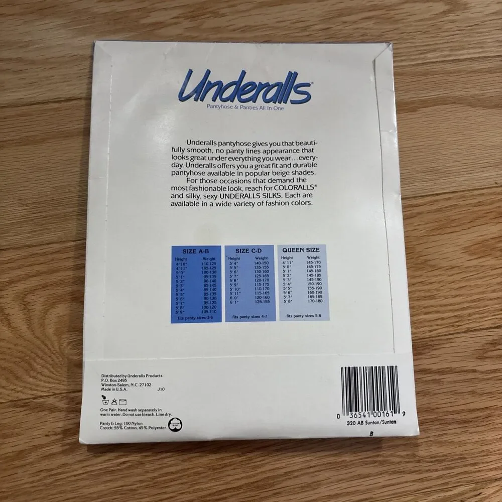 Vintage Underalls Pantyhose NEW Size AB Color Suntan See Photo With Sizing Chart